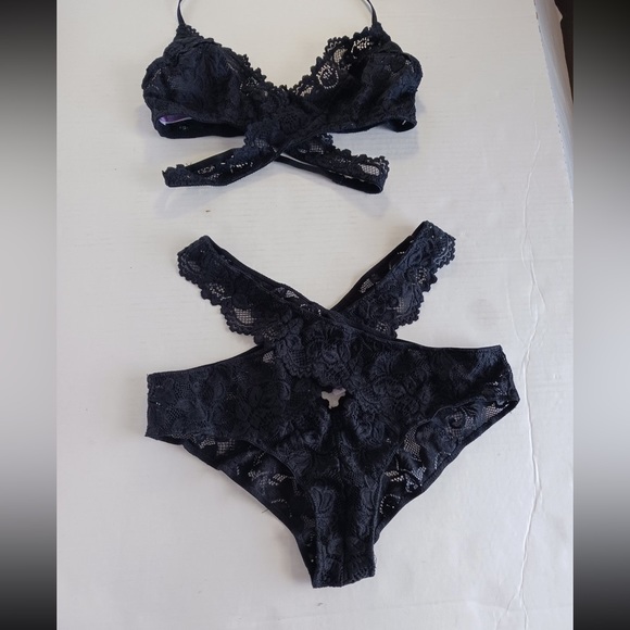 Nylon Lingerie Wrap up Cross Straps Lace - Picture 4 of 8